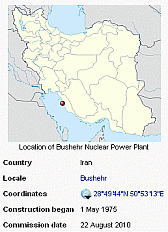 Image: Bushehr location - Click to enlarge